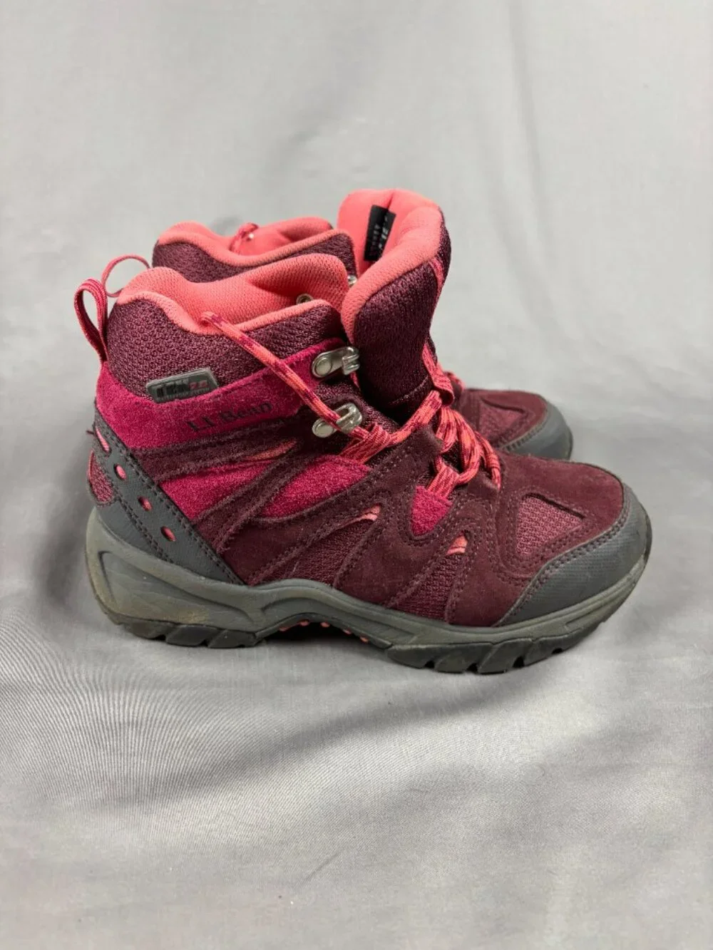 L.L. Bean Kids Trail Model Hiker Lace Up Boots Youth Kids Size 4.0 Black Cherry